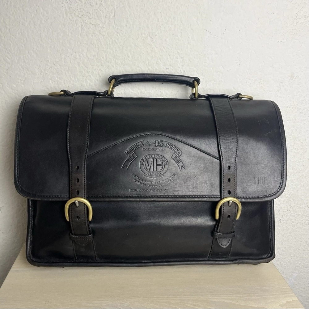 Ghurka Counselor Briefcase Bag Leather Black Flap Over NO SHOULDER STRAP Vintage
